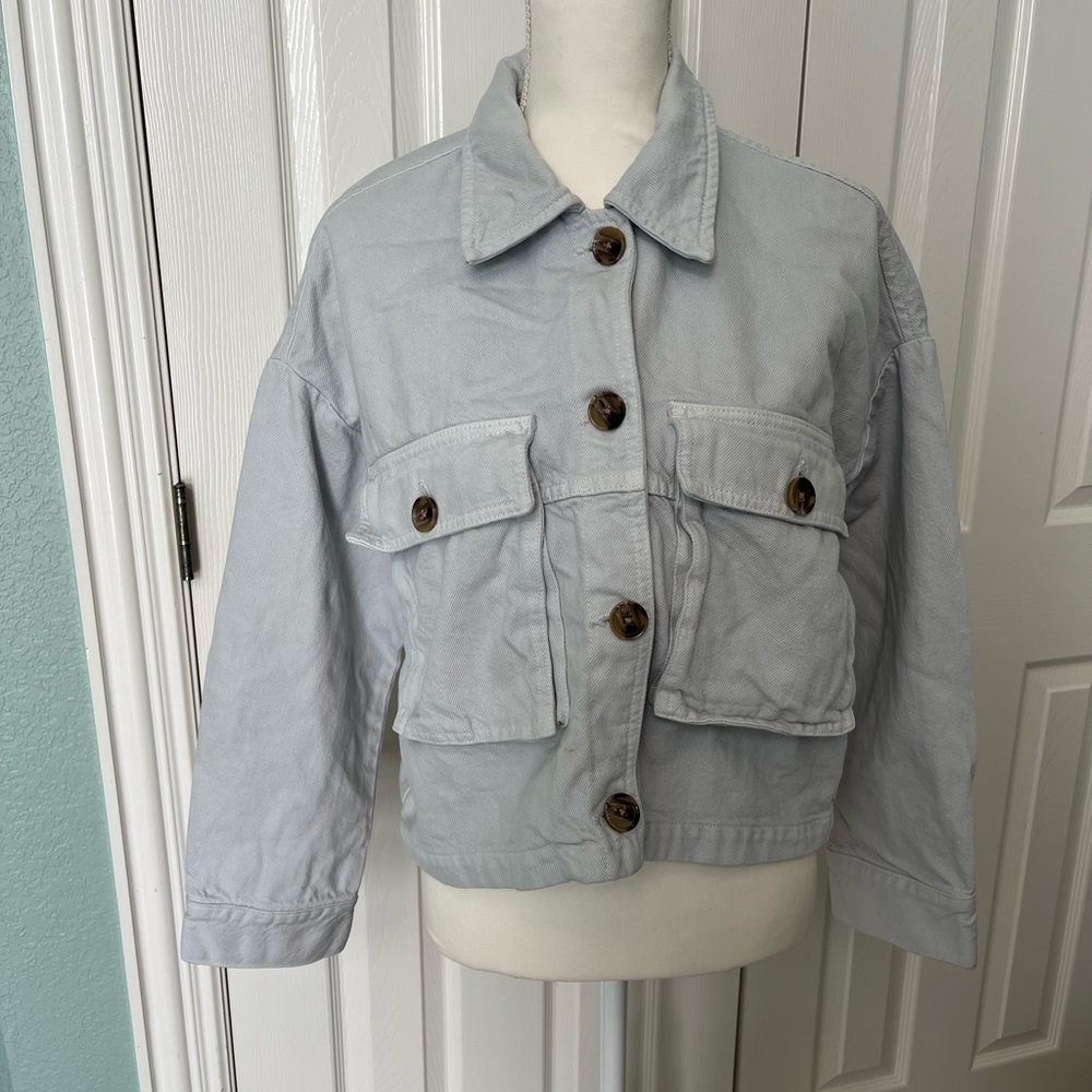 Zara Denim Jacket | Light Grey | Large